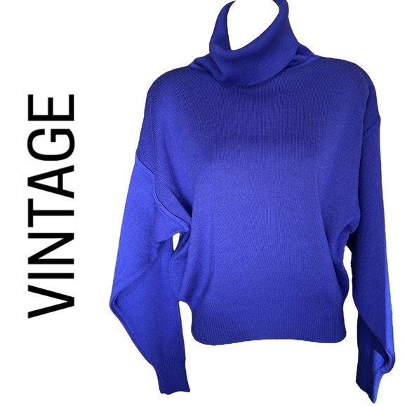 80s OBERMEYER Ski Turtleneck Sweater Raglan Sleeve Purple Aprés Ski Vintage Warm - Picture 1 of 14
